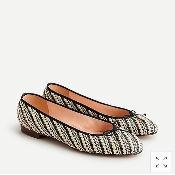 J. Crew Shoes J Crew Womens Kiki Ballet Flats In Raffia Stripe